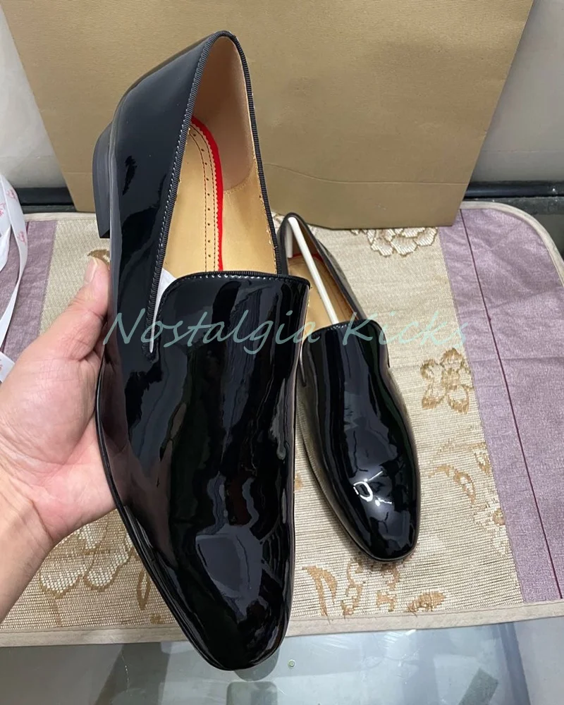 Sepatu Pantofel Detail Rumbai Kulit Paten Hitam Mewah Sepatu Formal Pria Slip On Kulit Sapi Sepatu Oxford Flat Bisnis Nyaman