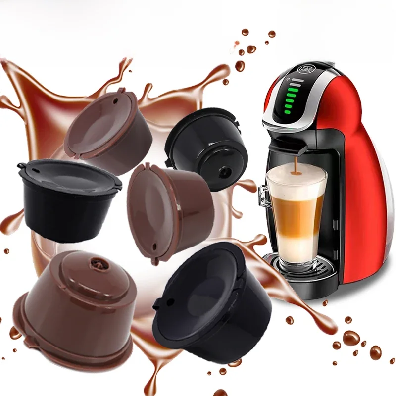 Capsules de café rechargeables pour Dolce Gusto, dosettes vides réutilisables, tasse filtrante en plastique avec cuillère et brosse, 6 pièces