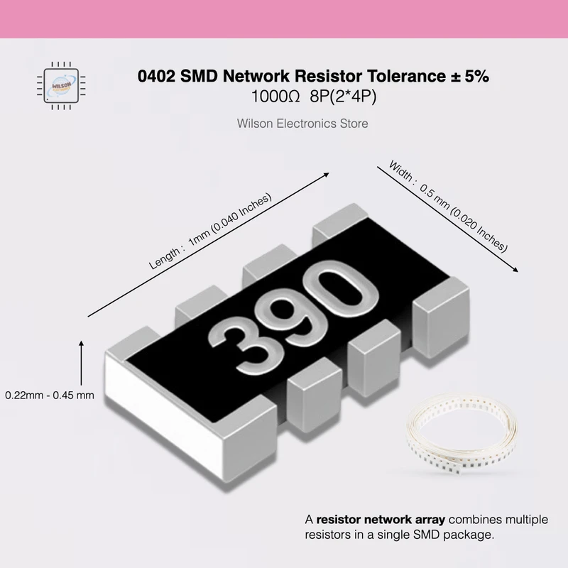 

100 шт./лот, новый сетевой резистор 0402, массив SMD, 5% 1000 Ом, 8P (2*4P), сетевой резистор SMD