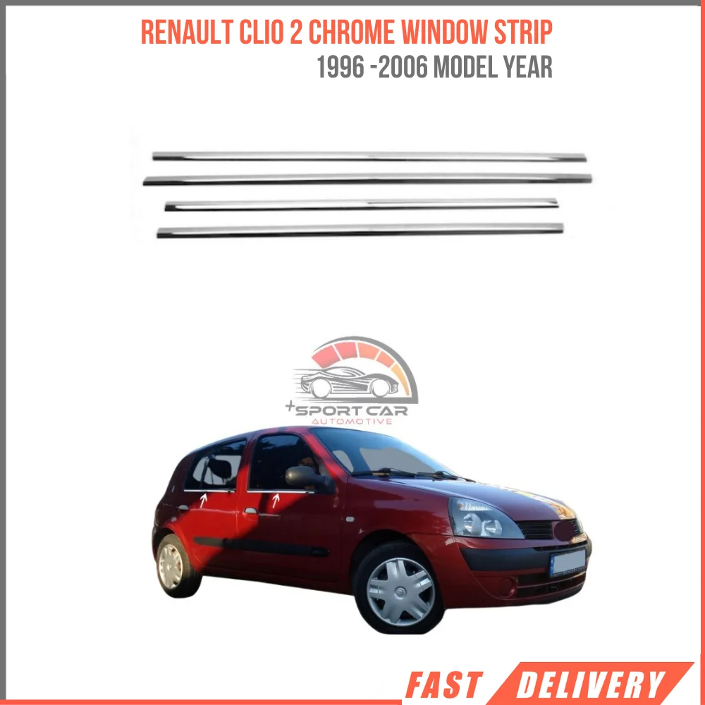 Renault Clio 2 Chrome Glass Slot 1996 2006 4 Piece steel high quality car accessories-Free Shipping