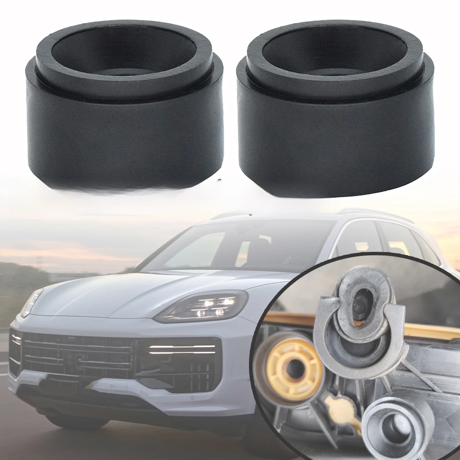 2X Gumowa tuleja montażowa silnika Ochronna pod osłoną Klips Grommet Wspornik Bungs Czarny Do Porsche Cayenne Macan Panamera — zdjęcie 2