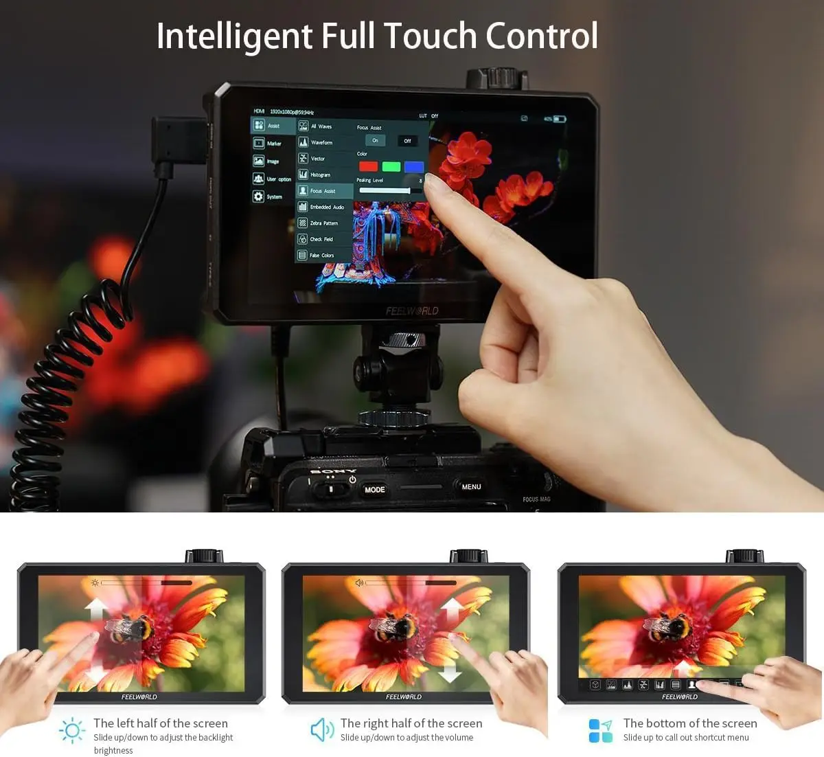 Metal Shell High Bright Monitor FEELWORLD SC6 6 Inch 1500nit Touch 3G SDI 4K HDMI 60Hz Professional Field Equipment view 4