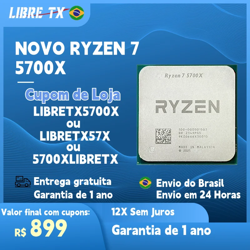 LIBRETX Ryzen 7 5700X / 5500X3D Processador CPU AM4 / Placa-mãe B540M Envio Grátis do Brasil