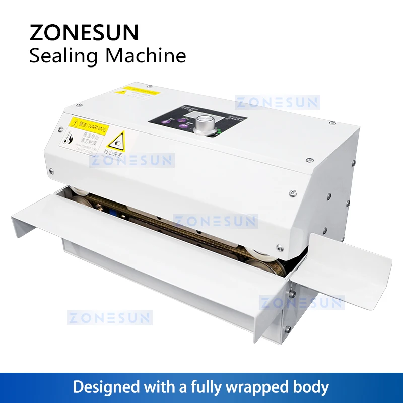 ZONESUN Continuous Band Sealer Bag Sealing Machine Aluminum Foil Plastic Film PE Coated Paper Food Packaging ZS-GLF100