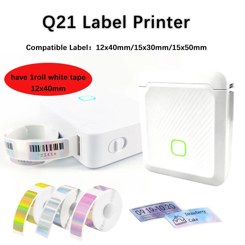 Impresora de Etiquetas Térmica Mini Q21, Impresora Portátil sin Tinta, Impresión de Etiquetas de 12mm-15mm, Impresora de Etiquetas Bluetooth, Máquina de Etiquetado DIY