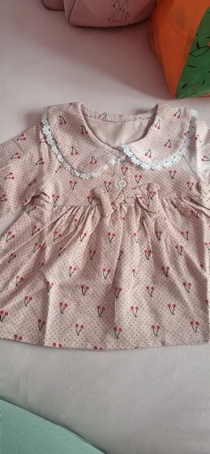 Spring and Autumn New Children's Skirt 0-3 Year Old Baby Girl Cartoon Cherry Fresh Dress Bow Decoration Collar Top photo review