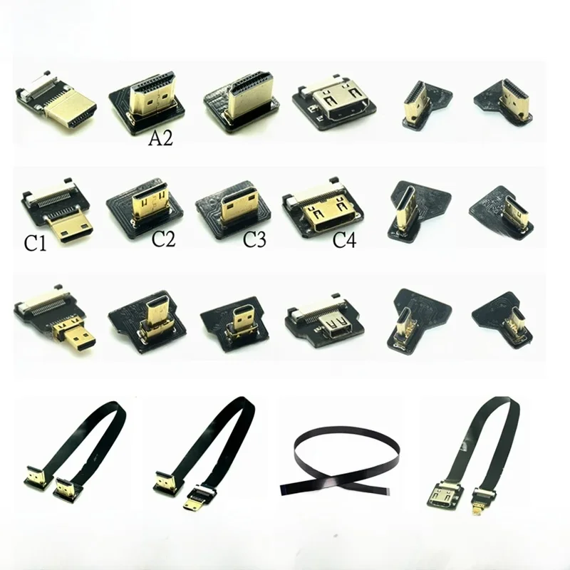 Wstążka Płaskie złącze FPV HDMI Elastyczny kabel Raspberry Pi 4 Micro HDTV do HD Mini HD żeński 90 stopni FFC 20pin — zdjęcie produktu 6