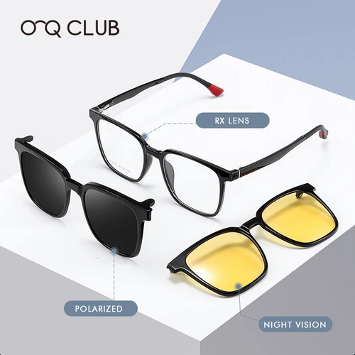 O-Q CLUB nuevo en gafas ópticas con Clip magnético para miopía para hombres y mujeres gafas de sol polarizadas gafas de lectura graduadas # TJ2190