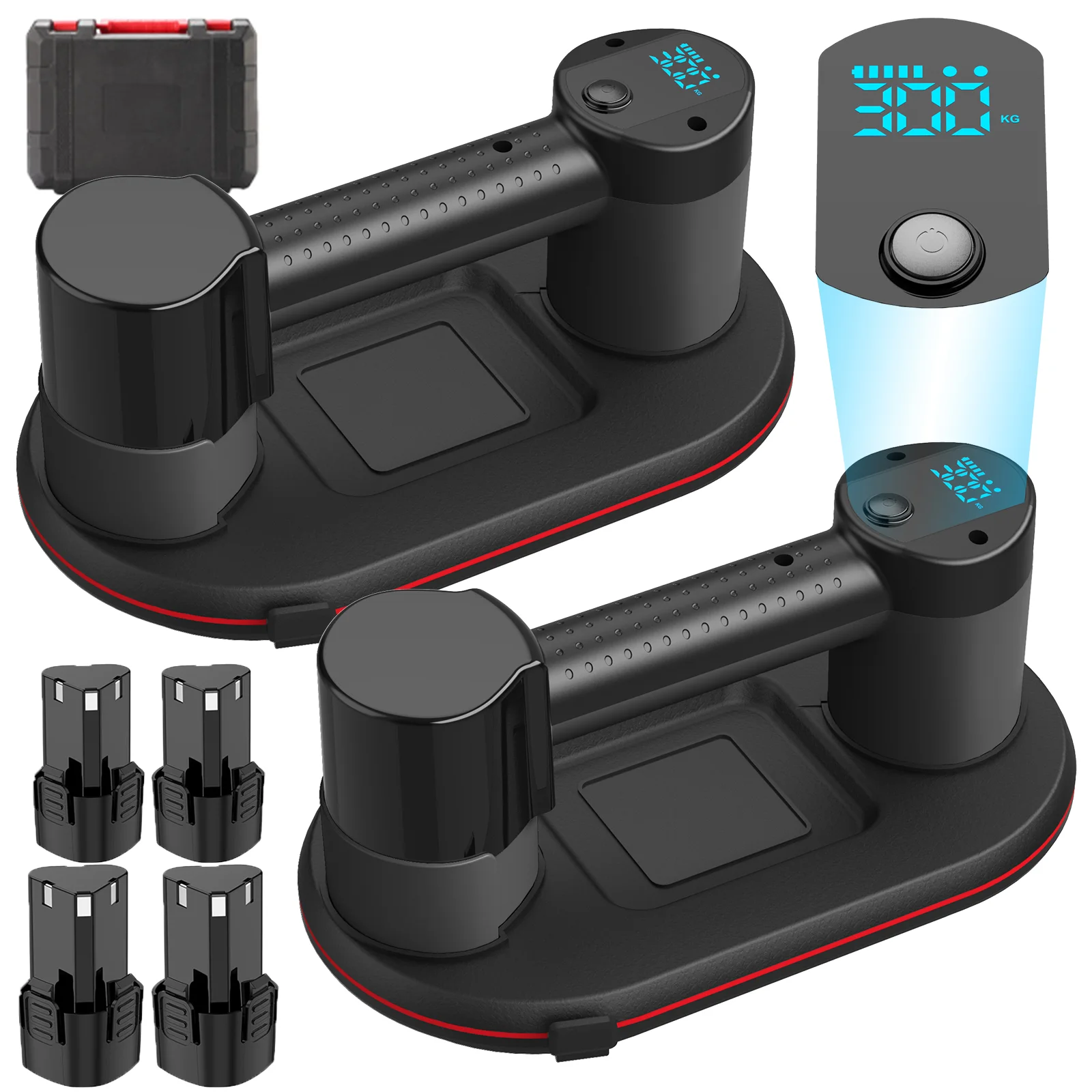 2 szt. Elektryczne przyssawki próżniowe o udźwigu 300 kg, wytrzymałe podnośniki do szkła i płytek, inteligentne przyssawki z wyświetlaczem, elektryczne narzędzie do podnoszenia.