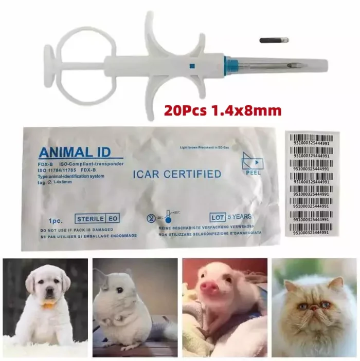 30Pcs 1.4x8mm Mini Microchip RFID Animal Tag Transponder Pet ID Syringe FDX-B