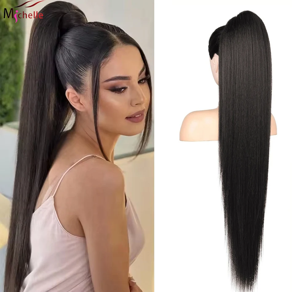 

Длинный прямой хвост на завязках из 100% натуральных человеческих волос, с клипсой для крепления, натуральный цвет 1B, для женщин.