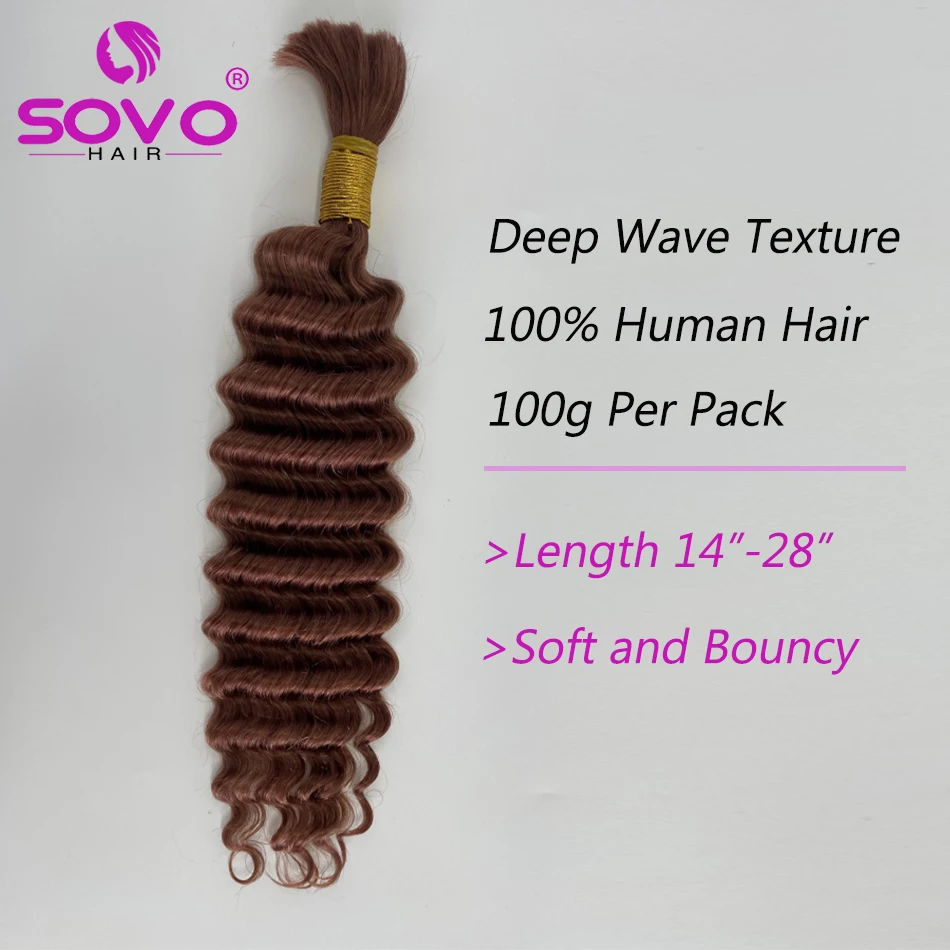 14-28 inches Deep Wave Bulk Human Hair For Braiding No Weft Micro Braiding Hair Braids Extensions Human Hair  Natural Black