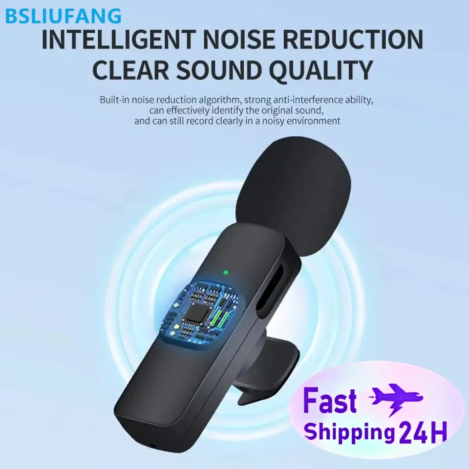 BSLIUFANG Drahtloses Bluetooth-Mikrofon, tragbare Audio-Video-Aufnahme, Mini-Mikrofon für Live-Übertragung, Gaming, Telefon, Typ C