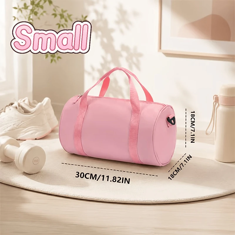 Custom Ballet‑Print Cylinder Gym Bag, Customizable Name, Lightweight Strap for Dance Yoga Pilates Swim & Daily Commute