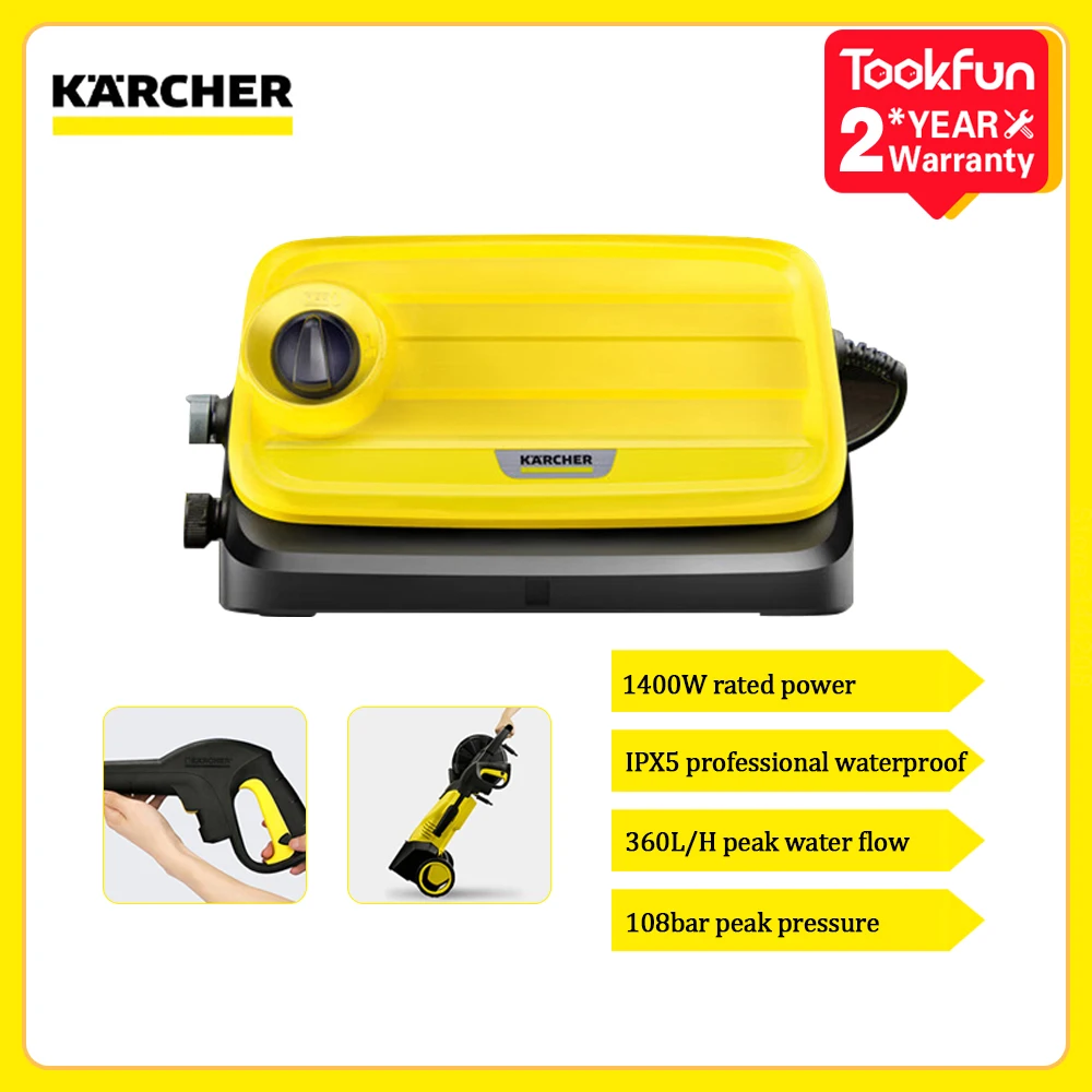 

Karcher Car Wash High Pressure Water Gun 1400W High Pressure Cleaner 220V Self-Priming 108Bar Peak Pressure 360L/H Washer IPX5