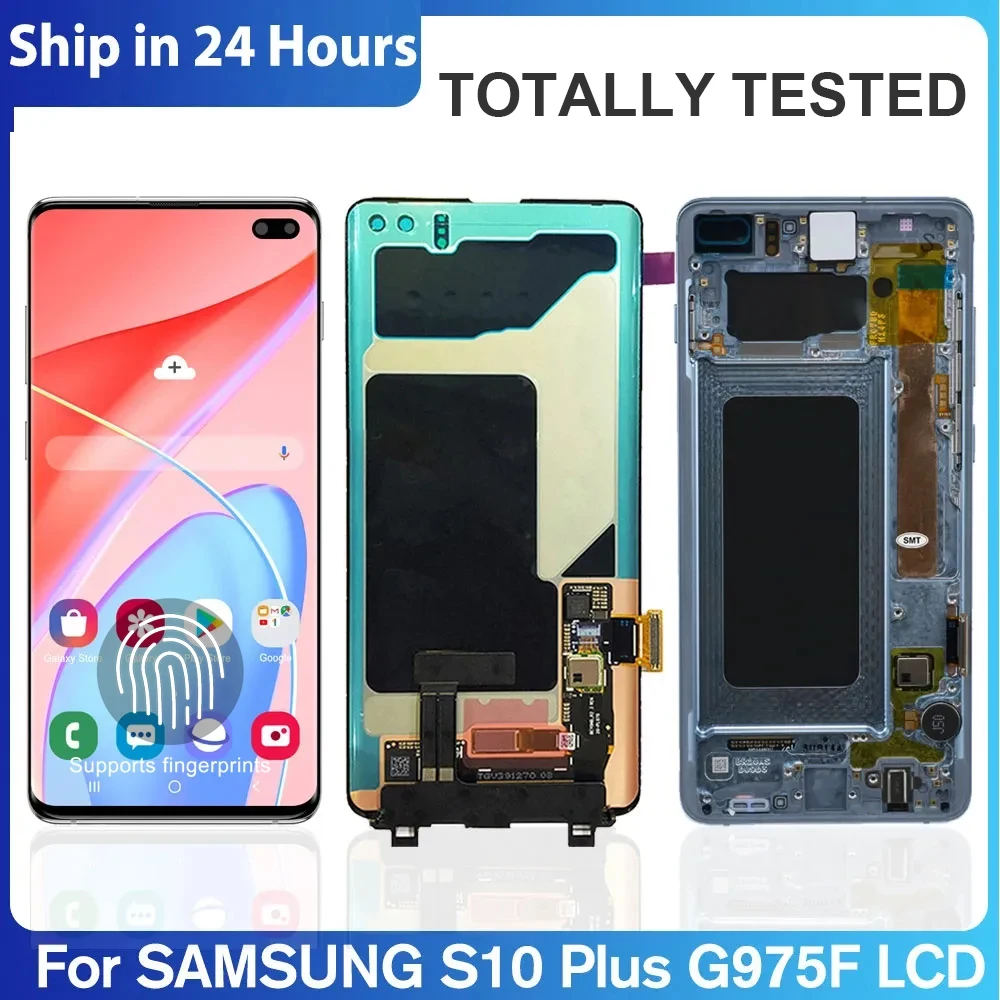 

For Samsung S10 Plus with Frame Dynamic AMOLED For Samsung S10+ G975F G975U LCD display For Samsung S10+ Touch Screen Assembly