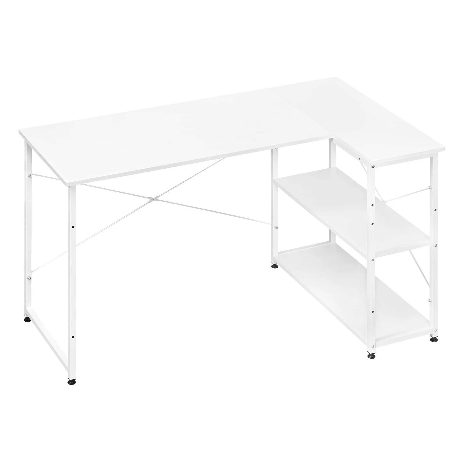 L-Shaped Office Desk 120x72.5x72cm Corner Table Computer Desk with Reversible Shelf Storage for Bedroom Living Room Study