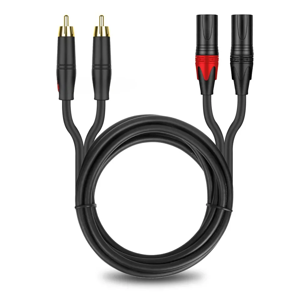 Kabel audio Dual Lotus 2RCA na Dual XLR (męski/żeński) do mikrofonu, miksowania, gitary, stabilne połączenie, konsola, wzmacniacz. — zdjęcie produktu 7