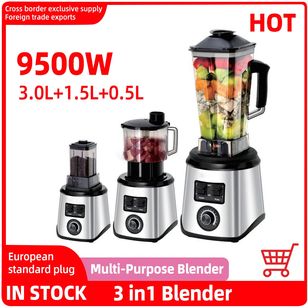 Licuadora potente 3L 3 en 1, interruptor de pared de acero inoxidable, exprimidor de cocina multifuncional, mezclador de hielo, máquina de batidos para Cocina