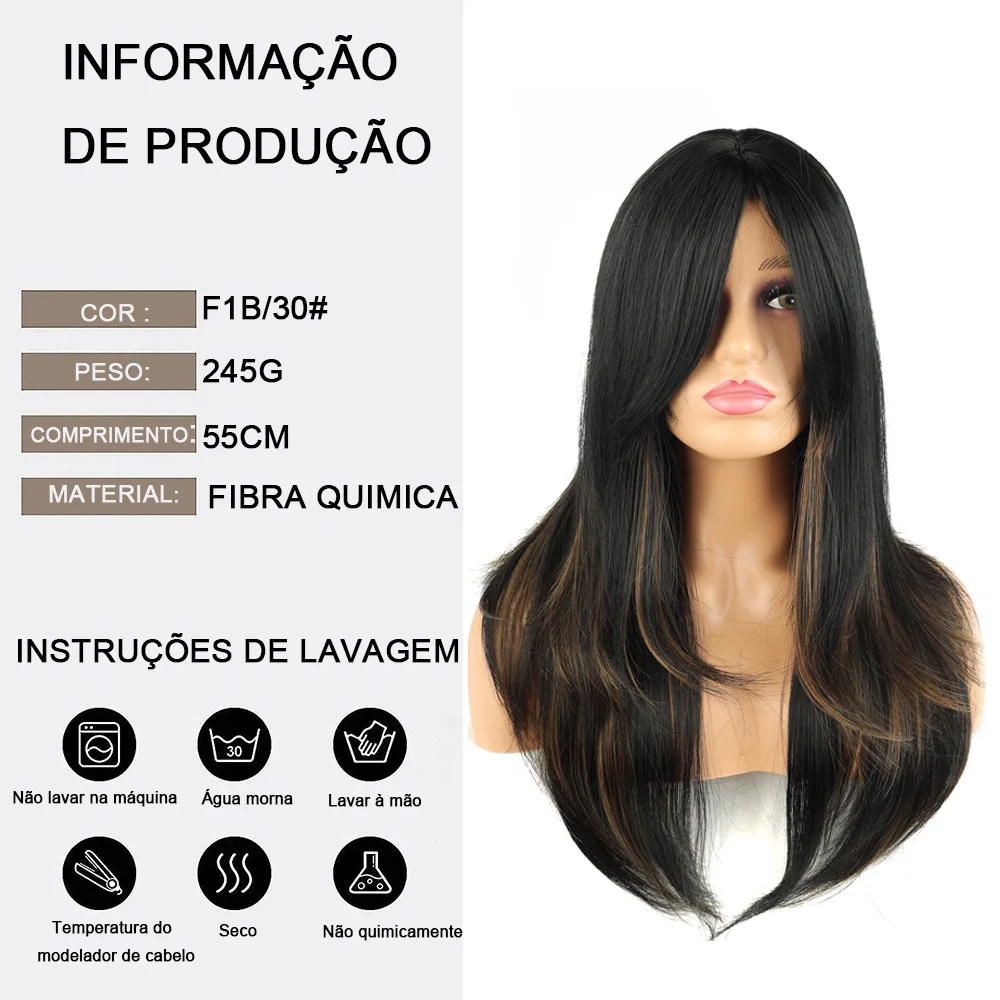 Peruca-Cabelo Fibra Natural para mujer, pelo Natural Liso hecho a máquina, 55cm, 245g "SIGIRD", MODA