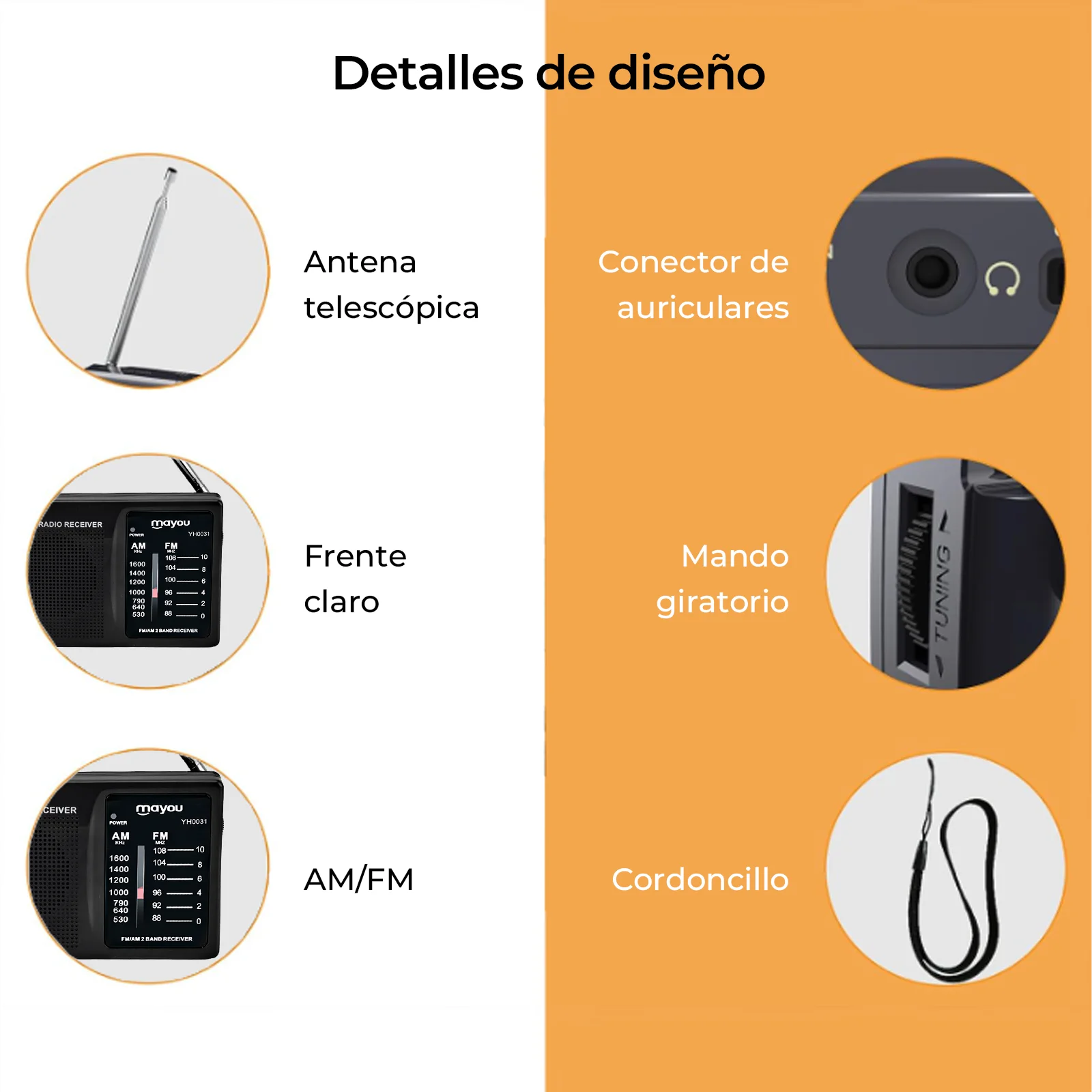 راديو ستيريو محمول صغير Am Fm على الموجات القصيرة مع مقبس سماعة الرأس ومكبر صوت محمول للوسائط المتعددة مع بطارية Aa (أسود)