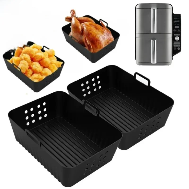 Doublures en Silicone pour friteuse à Air Ninja SL400 SL401, panier empilable XL, plateau de cuisson réutilisable, accessoires pour friteuse à Air, 2 pièces/1 pièces