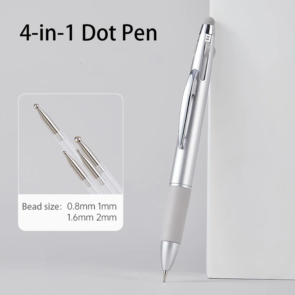 1pcs Four in one press nail bead pen, wave dot flower hook edge drill pen, multifunctional nail salon tool