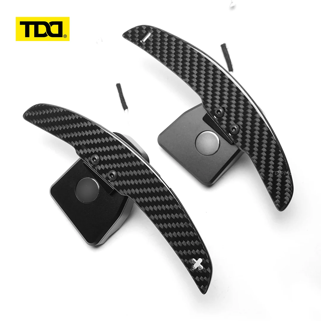 TDD لامعة/ماتي ألياف الكربون المغناطيسي مجداف شيفتر لفولكس واجن جولف 8 MK8 GTI جولف R بولو عجلة القيادة التحول مجداف