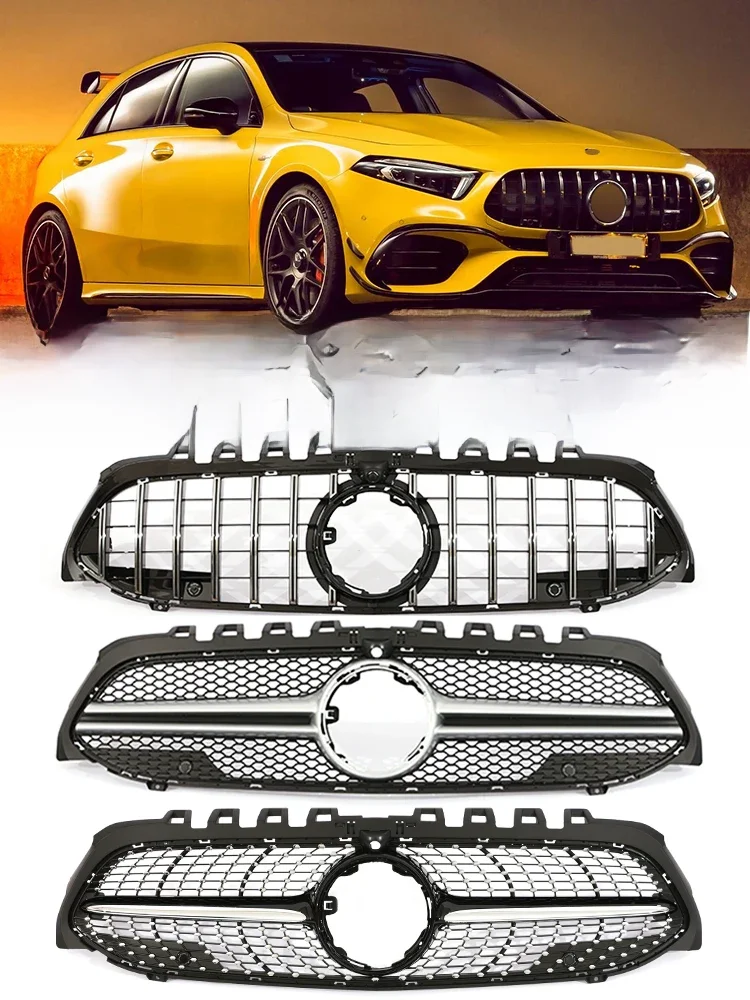 Dla Mercedes Benz A Class W177 Panamericana GT Diamond Silver Style Przedni zderzak Racing Grill A180 A200 A250 AMG 2019-2023 — zdjęcie 2