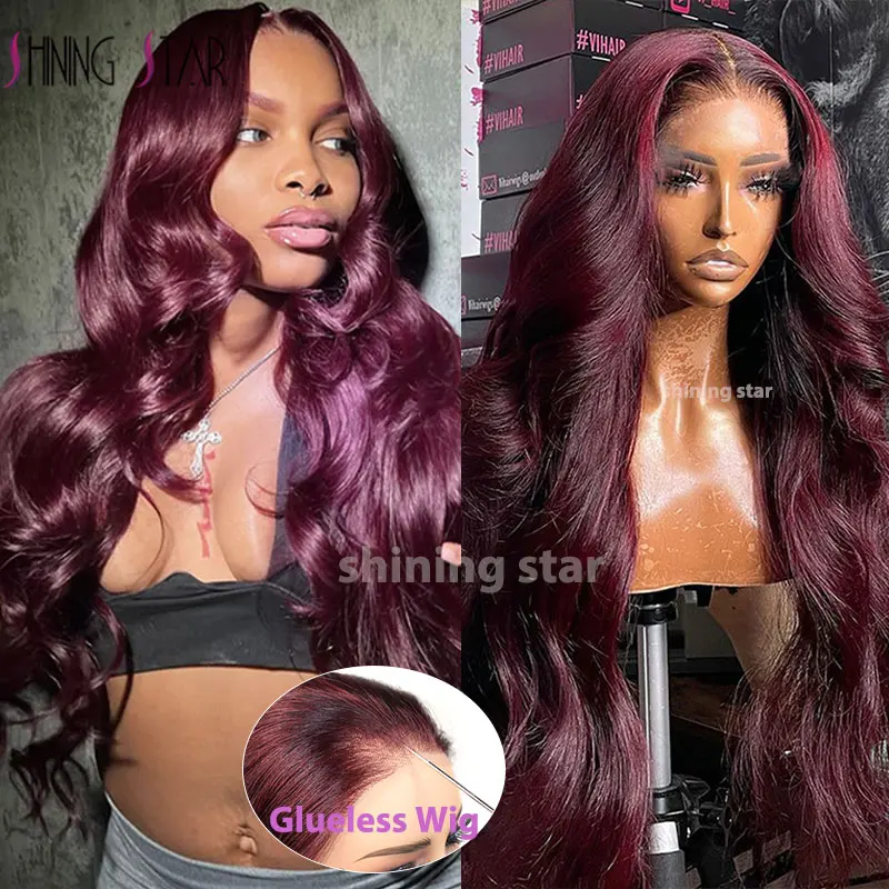 

Glueless Wigs Dark Burgundy Colored 9X6 Lace Frontal Wig Body Wave Ginger Blonde Pre Cut Lace Front Wear And Go Wig Pre Plucked