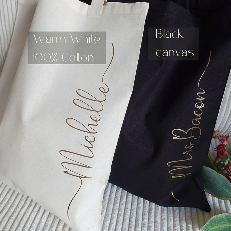 Personalized Tote Bag Custom Cotton Tote Bag Bridesmaid Gift Women Canvas Shopping Bag Wedding Gifts Bachelorette Party Favors