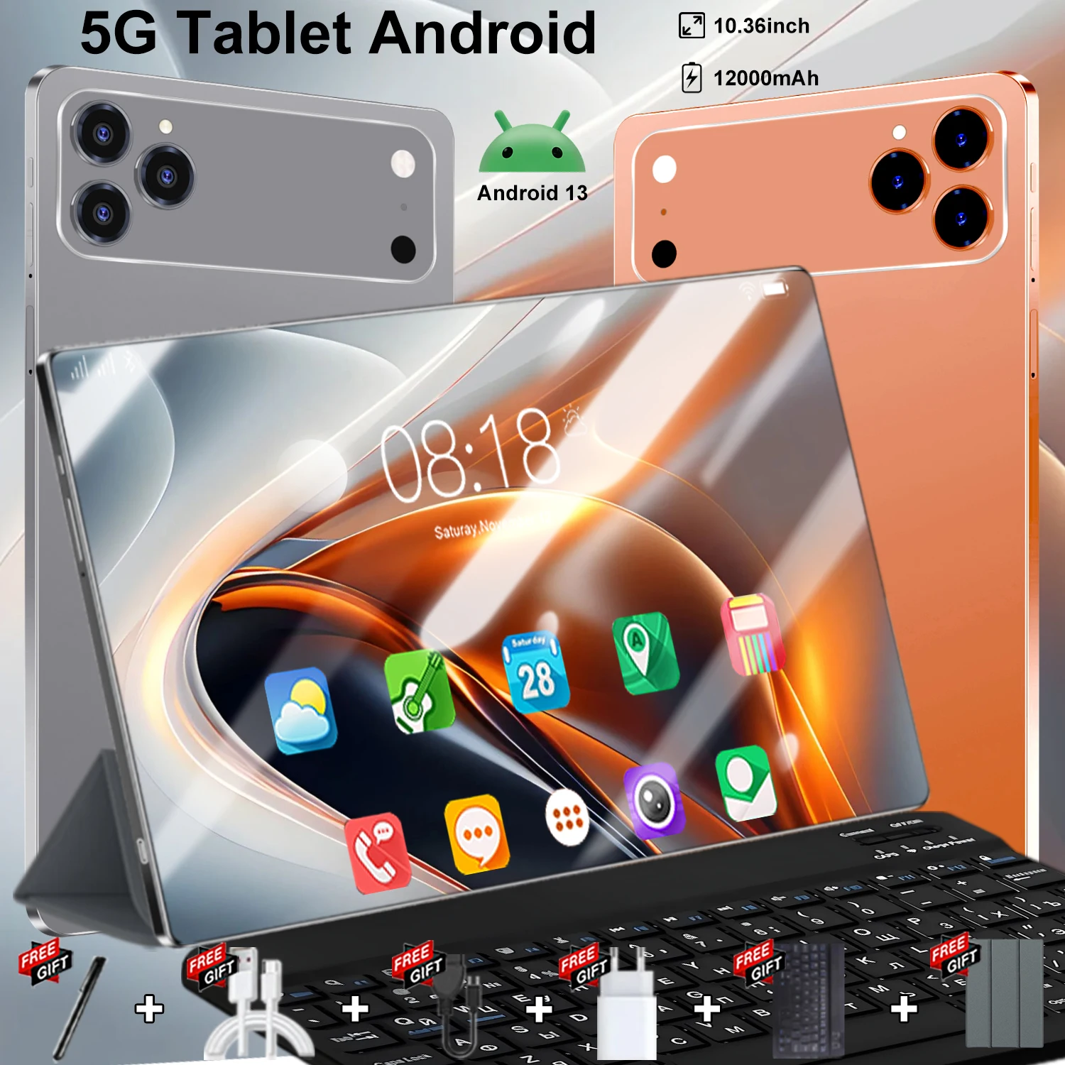 Imagen: Nueva Tablet 5G 2026 con Android 13.0, Pantalla de 10.36 Pulgadas, Llamadas Telefónicas, 16GB de RAM, 1TB de ROM, 20000mAh, 14 Núcleos, Doble SIM, Wifi, Tipo-C