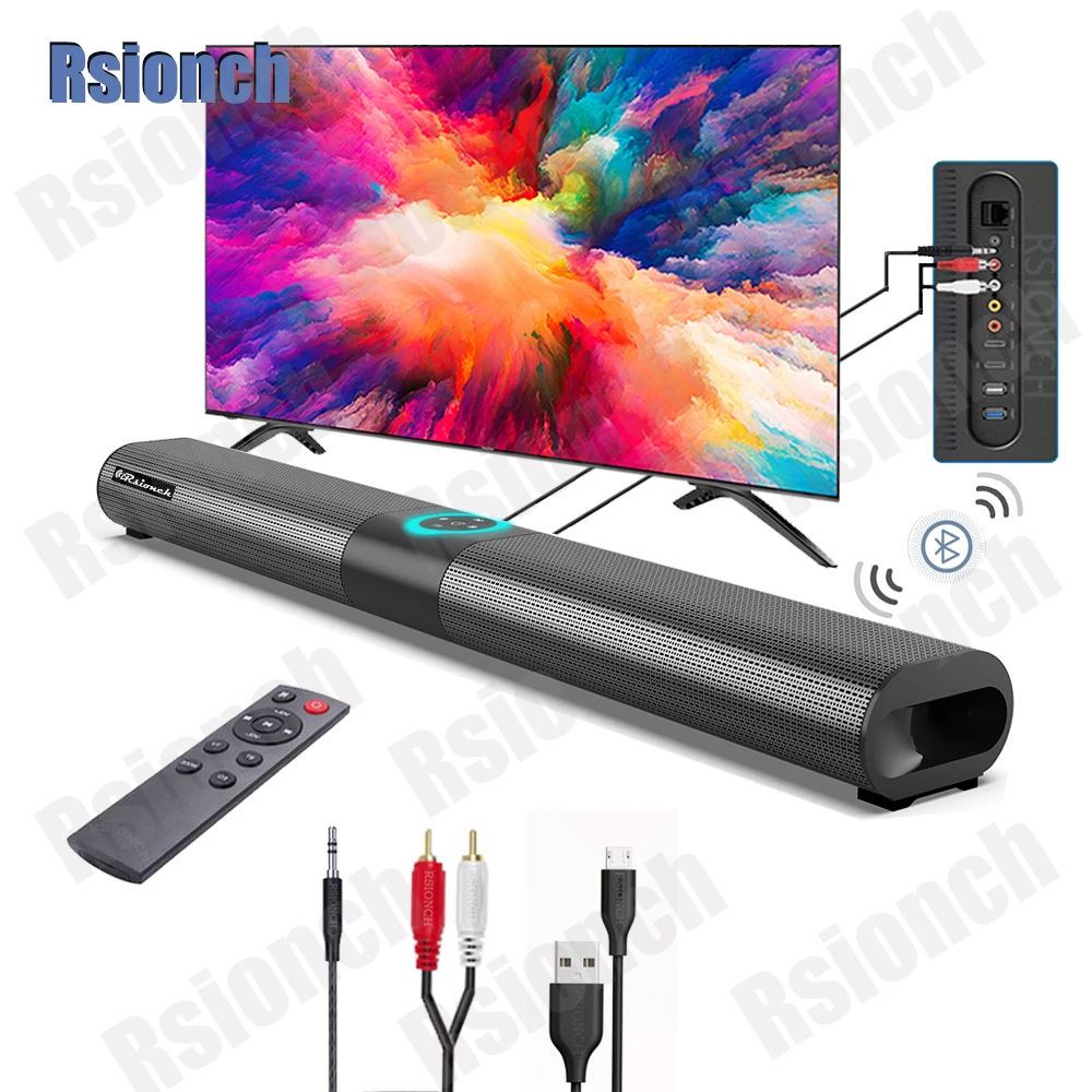 Rsionch Column Bluetooth 5.3 Speaker Portable Wireless TV Soundbar FM Radio Wall Hang Speakers for Laptops Smartphone USB/TF