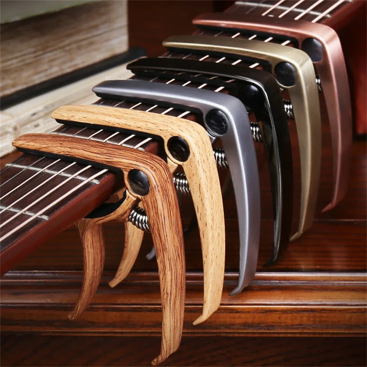 Alumínio Alloy Guitar Capo, Guitar Tuner, Clamp, Professional Key Trigger, Capo para instrumentos