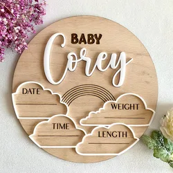 Custom Baby Name Announcement Sign Personalized 3D Wood Baby Birth Stats Sign Engraved Hospital Newborn Gift Birth Photo Prop