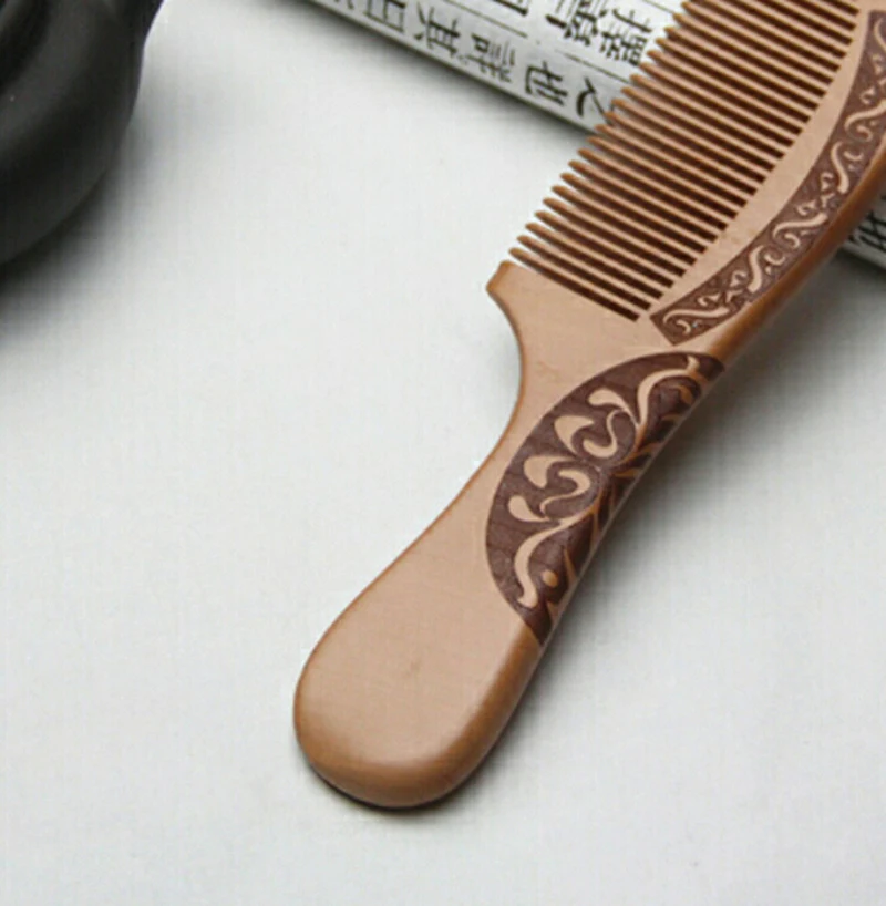 Natural Peach Wood Comb Close Teeth Anti-Static Head Massage Hair HealthTools