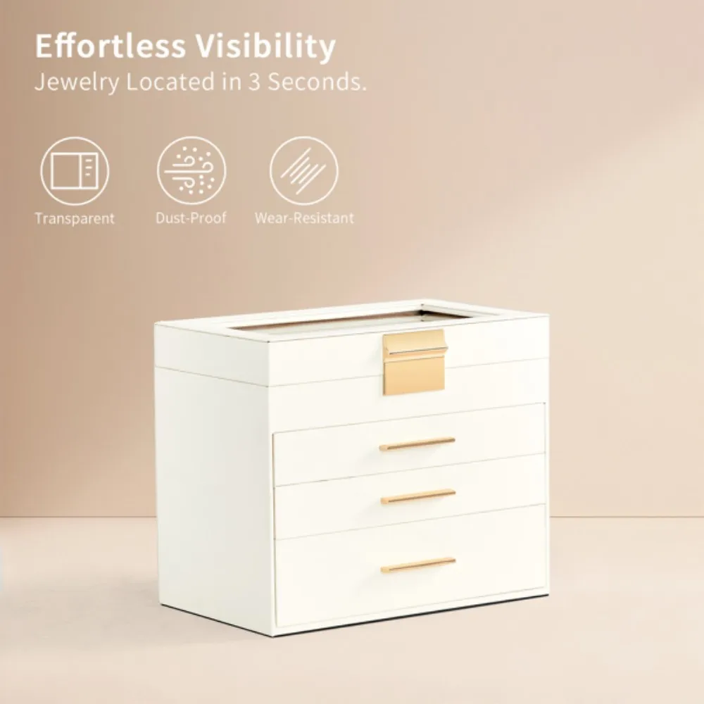 

Deluxe 2-Drawer Jewelry Box White Pink Velvet Storage Case for Suitable for rings earrings necklaces bracelets collection