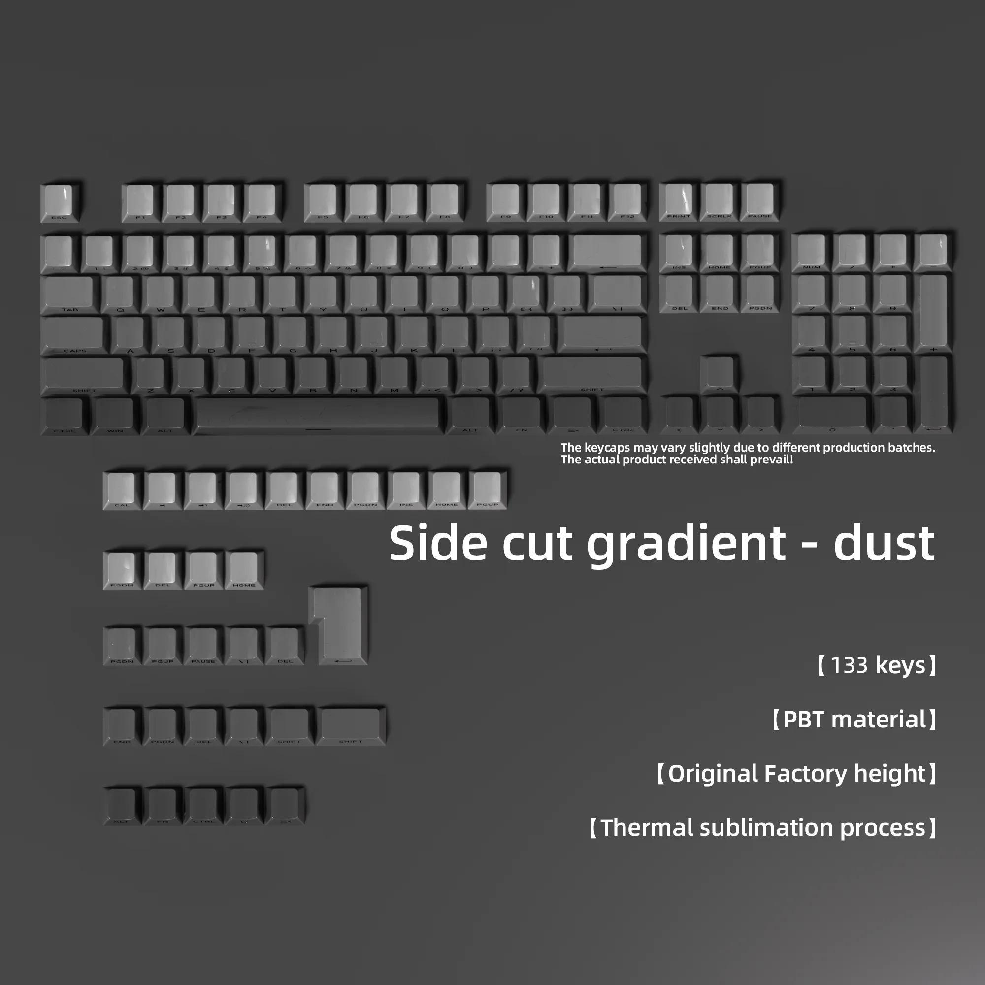 133-key Dusty Side-Printed Keycap Set | OEM Profile Gradient Design | PBT Material