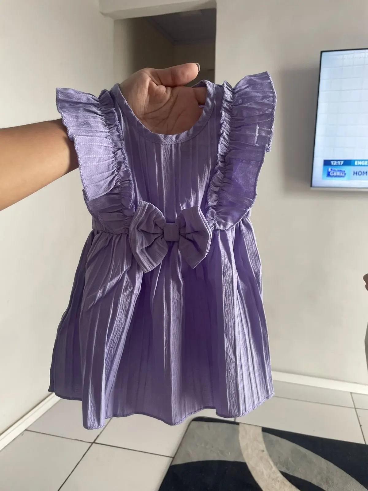 Baby girl Summer Blue dress with Ruffled Edges and Bow, Sweet and Cute Style Dress suitable for 0-3 Year old Cute Baby girls photo review