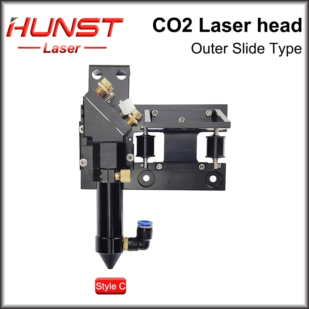 Cabeça exterior do laser do trilho do Hunst-CO2, lente de D25 mm, diâmetro 20mm, FL 50,8, 63,5, 101,6mm, D25 mm, espelho, tipo da corrediça com bocal da assistência do ar