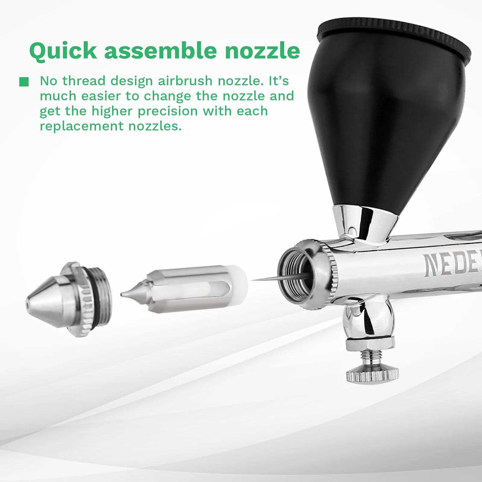 NEOECO NCT-SJ83 Dual Action Airbrush 9cc 1/3 oz Fluid Cups Quick Remove Air brush Cap Design Gravity Feed Set for Model Cake Art