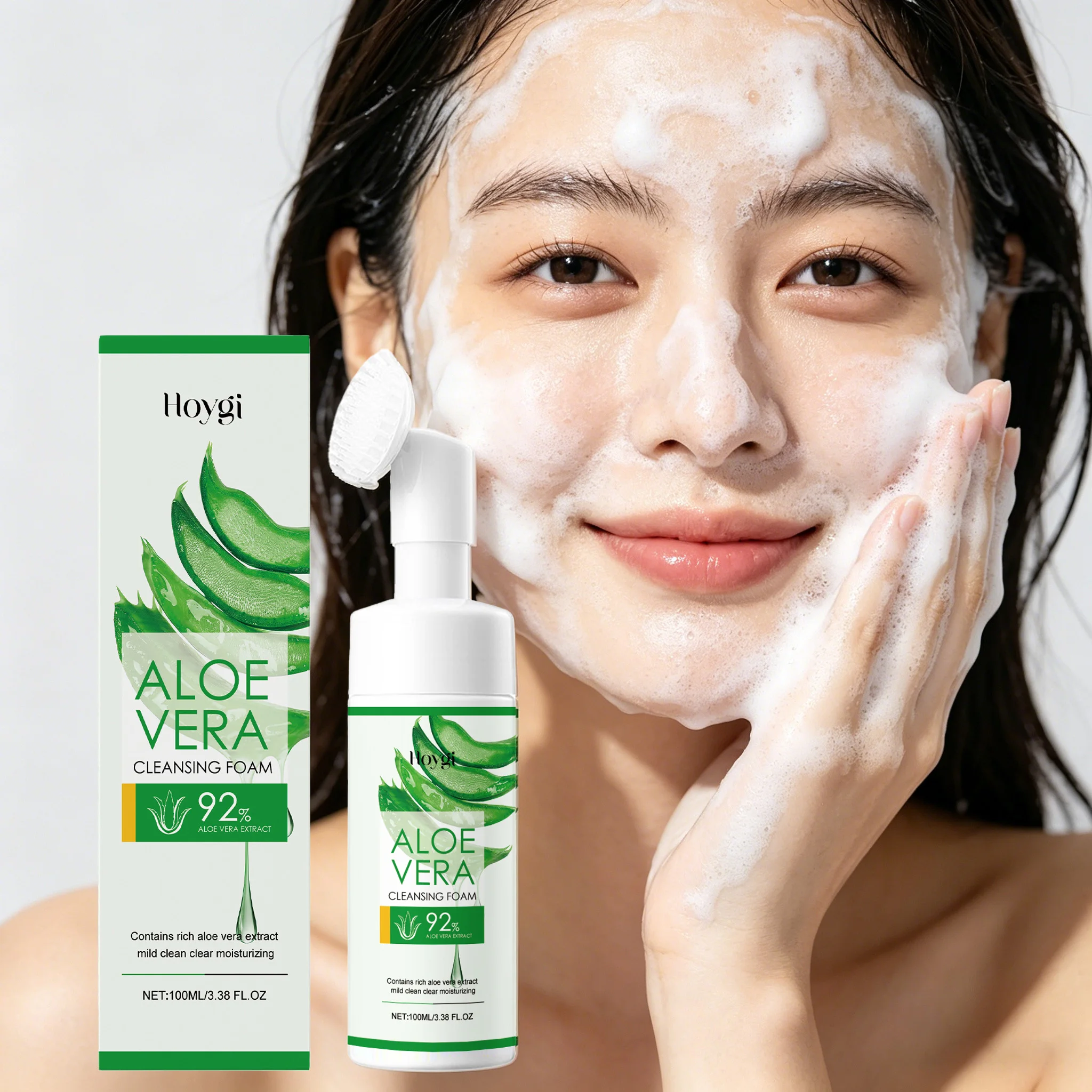 100ML Aloe Vera Gesichtsreiniger Mousse Sanfte Porenreinigung Feuchtigkeitsspendend Ölkontrolle Nicht straffend Antioxidativer Gesichtsreinigungsschaum