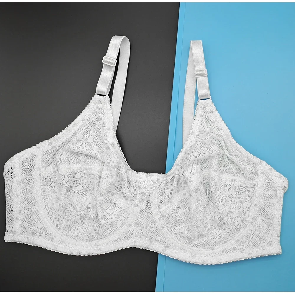 Top seksowna koronkowa osłona delikatny haft Womne biustonosz wygodna bielizna rekreacyjna intymna bawełniana Bralette wsparcie Push Up Plus rozmiar C26 — zdjęcie 2
