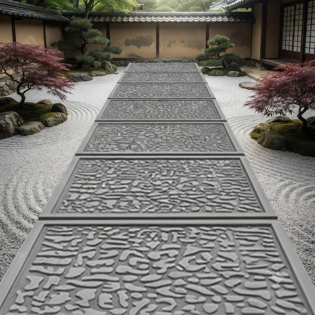Square Brick Mold Plastic Bark Patterned Pebble Pavement Chestnut Patterned Plastic Mold Box for DIY Concrete Stepping Stones