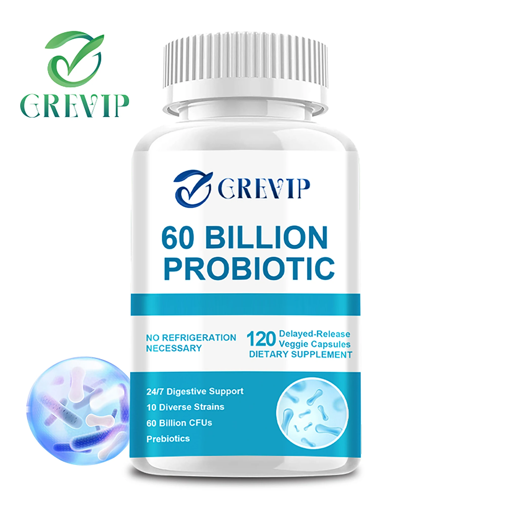 Probiotics - 60 Billion CFU - Promotes Overall Digestive Health, Immunity, Gut Health, Gas & Bloating Relief - 120 Capsules