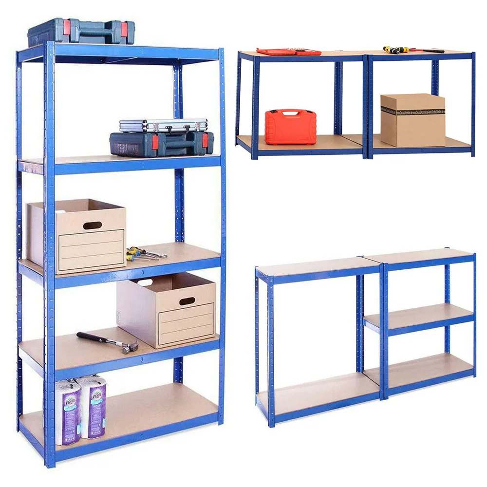 Lagerregal 200x100x50 cm, Schwerlastregal mit 5 Metallboden Verstellbare Metallregal Steckregal Metall Kellerregal Set Einfache Montage, bis 875 kg Belastbar, Blau
