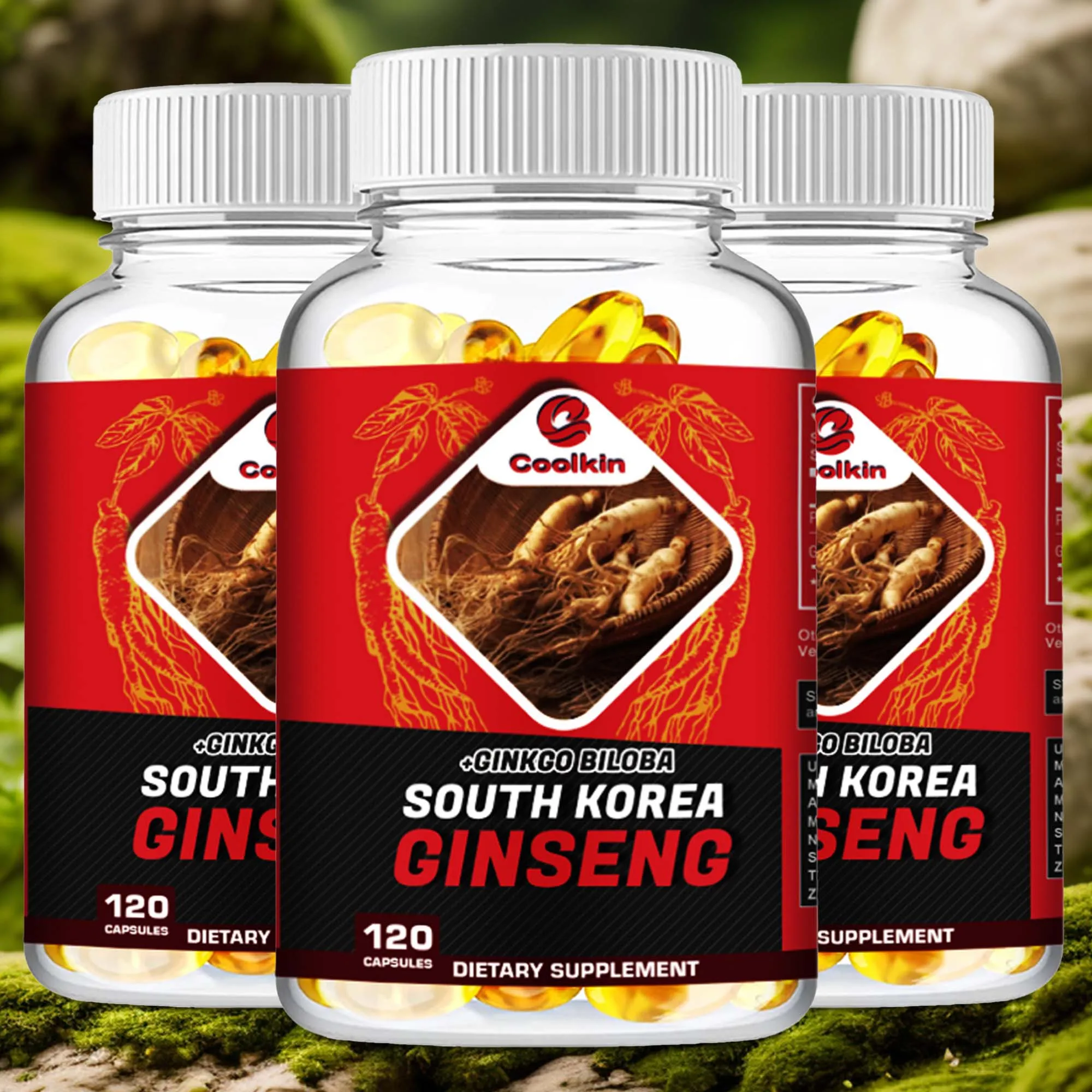 Korean Red Ginseng + Ginkgo Biloba - Improves Strength, Endurance and Athletic Performance, Improve Muscle Mass - 120 Capsules