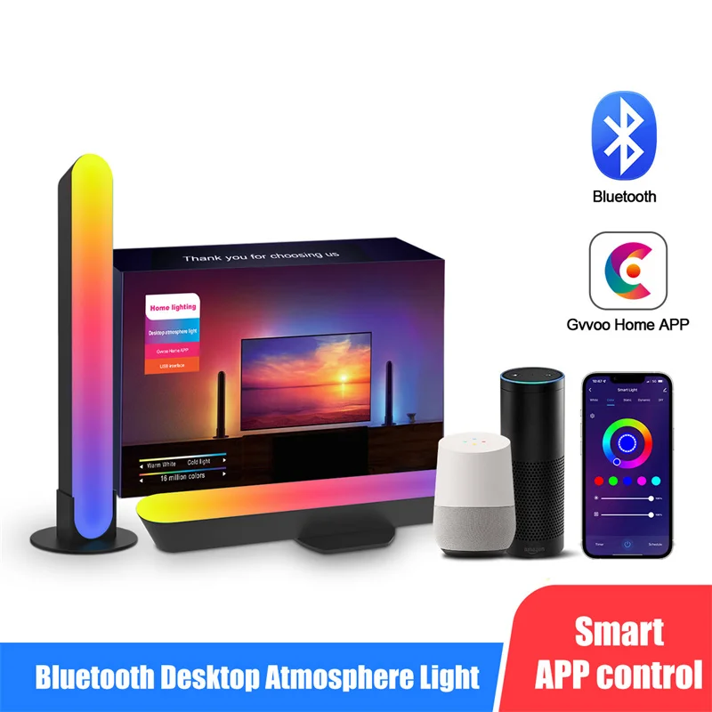 RGB Symphony Lights LED Desktop Atmosphere Night Light Music Rhythm Ambient Pickup Lampa App Sterowanie Strip Light Decor TV