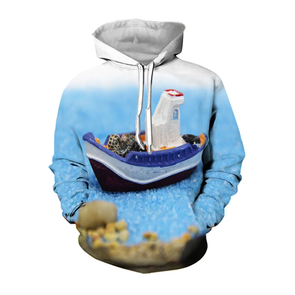 Jumeast Print Man Hoodies Seagull Sailing Loose Comfortable Men Casual Personality Hooded Sweatshirt New Tide Unisex Winter Coat