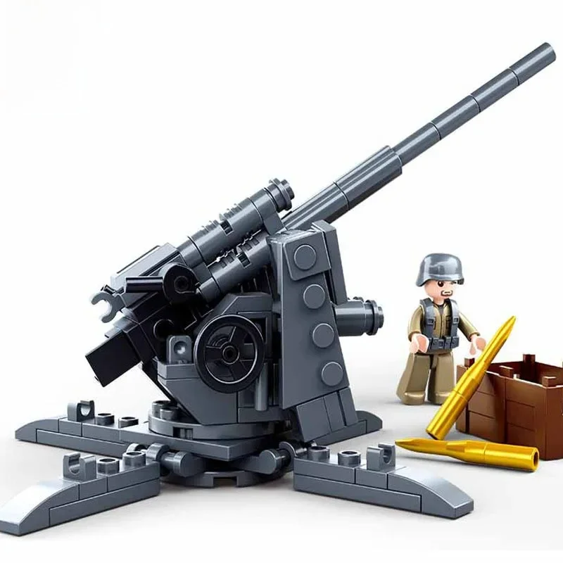 115 Stücke WW2 Militär 88 MM Flak Anti-Tank Waffe Modell Bausteine Set Lernspielzeug für Kinder Ziegel Figuren